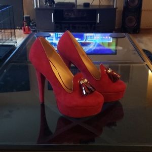 Burgundy Heels with platform